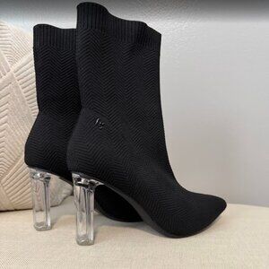 Cuccoo Slip-On Stretch Boots Collection Clear Heel Womens Sz 10